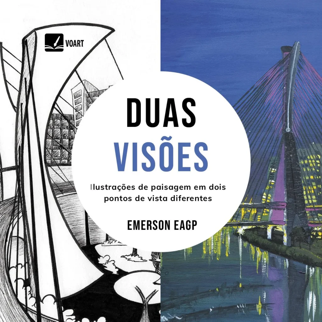 Capa do livro Duas visões – ilustrações de paisagens em dois pontos de vista diferentes