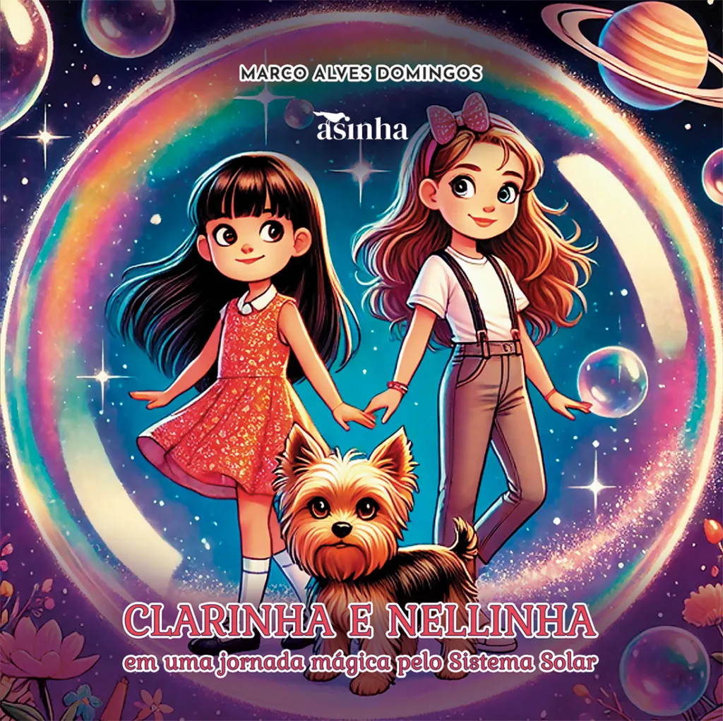 Capa do livro Clarinha e Nellinha em uma jornada mágica pelo Sistema Solar